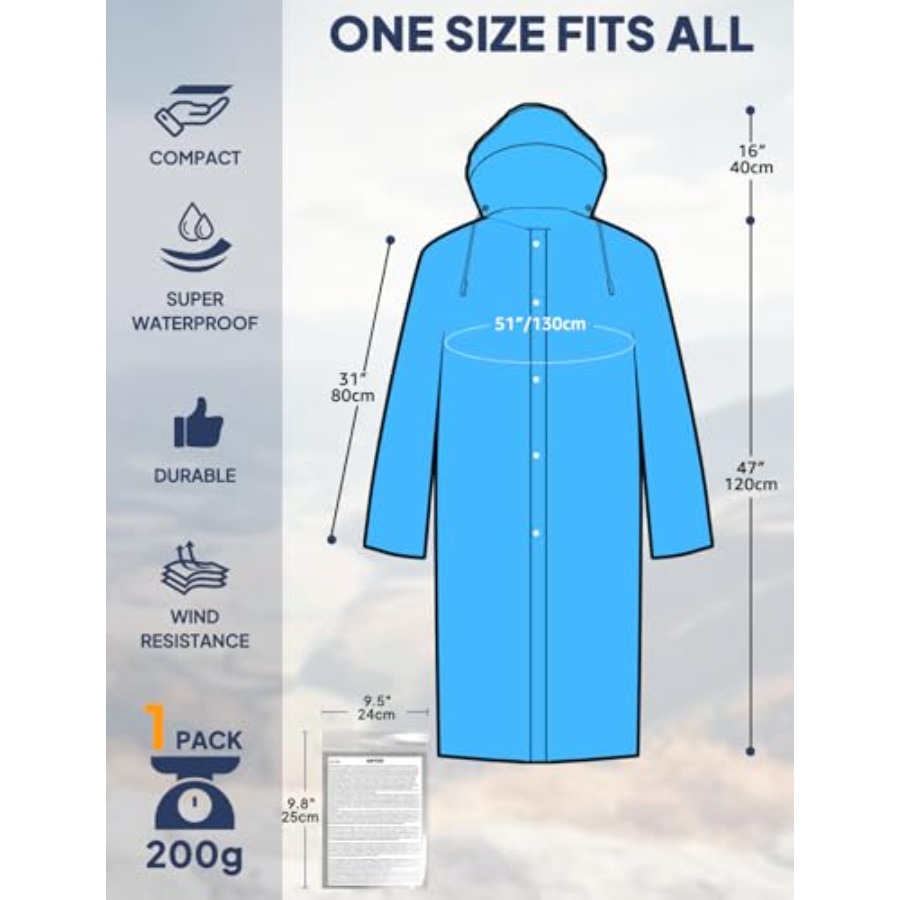 ANYOO 2-Pack Rain Ponchos for  - Emergency Poncho Rain recension och pris